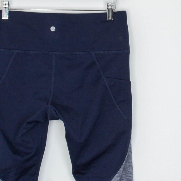 Apana Womens Colorblock Fleece Leggings Size S Blue Pockets Running Outdoors - Picture 6 of 8